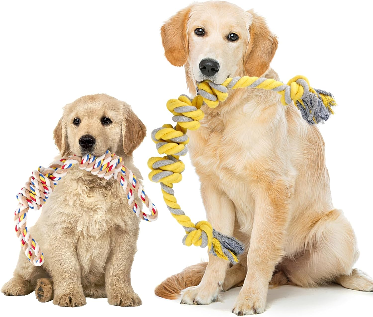 Tug Toy Dog Toy Rope Dog, Pack of 2 Dog Toys Indestructible, 58 Cm + 48 Cm Dog Ropes, Interactive Chewing Toy, Robust Puppy Toy for Medium to Large Dogs and Small Dogs image number 5