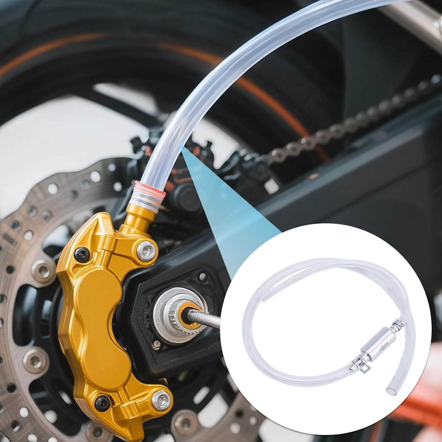 BOXOB 2 Sets Brake Bleeder Hose, Bleeding Tool Kit One Way Check Valve Tube with Rubber Cap & Clamp Brakes Bleeder Tubing for Car Motorcycle Clutch Modification Maintenance Travel Refueling image number 6