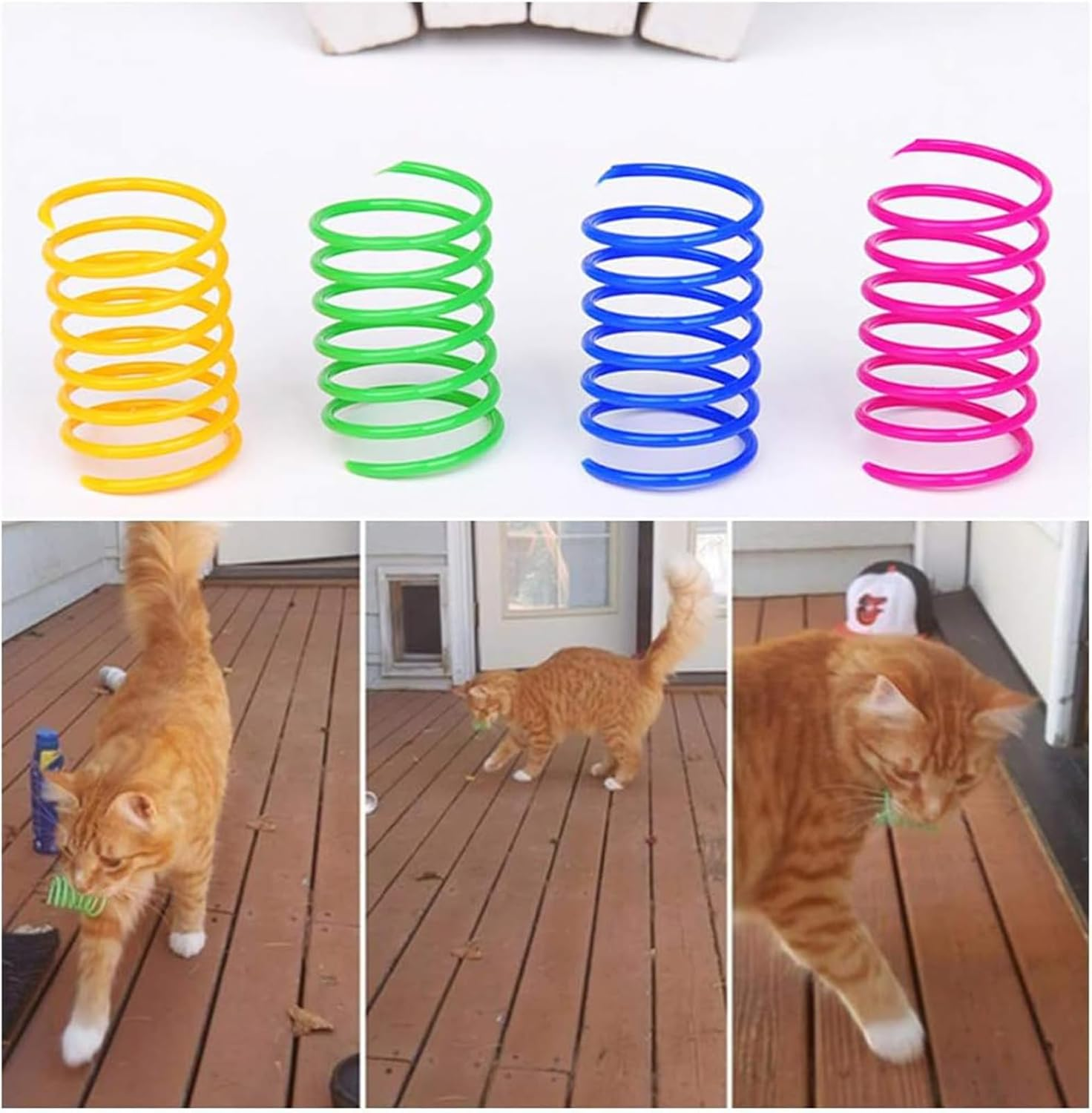 Cozioz Cat Spiral Springs &ndash; 12-Piece Interactive Cat Toy Set for Play and Exercise &ndash; Sturdy, Colorful Plastic Springs for Swatting, Biting, and Hunting Fun image number 1
