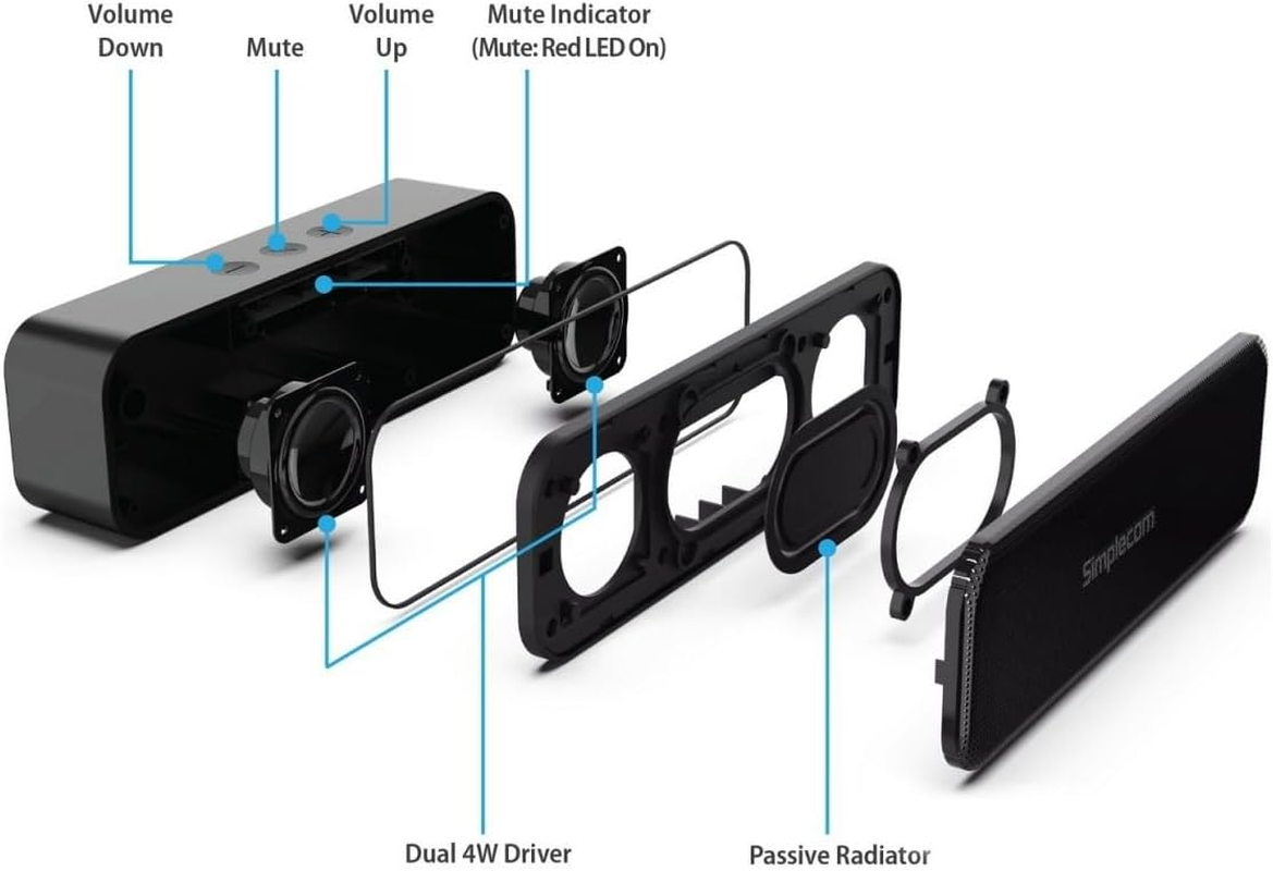 Simplecom UM228 Portable USB Stereo Soundbar Speaker Plug and Play with Volume Control for PC Laptop image number 1