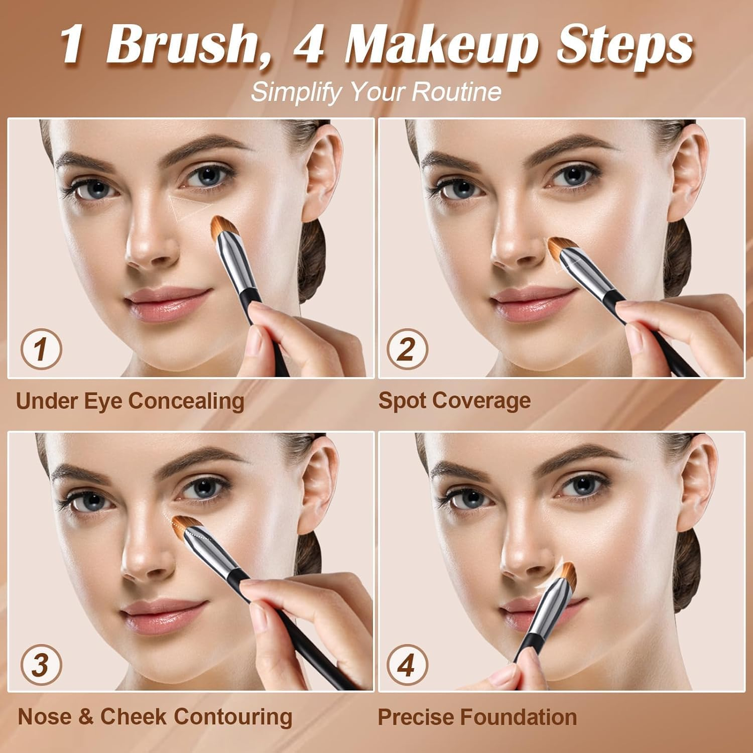 Concealer Brush under Eye, Small Triangle Brushes for Precise Coverage Dark Circles Blemishes Acne, Easy Blending for Concealer Contour, Cream/Liquid Makeup Brush image number 1