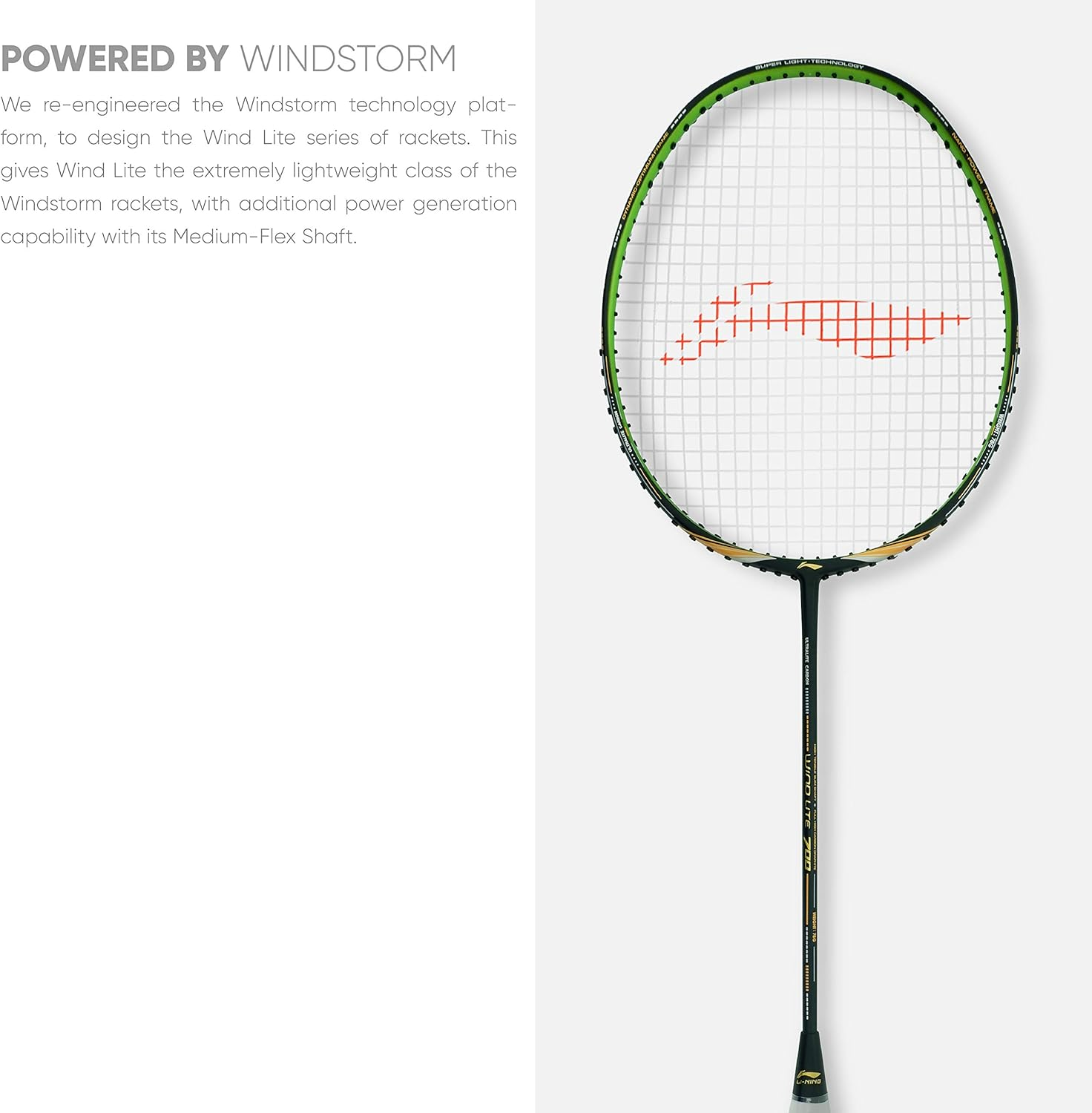 Li-Ning Wind Lite Strung Badminton Racquet with Free Full Cover (78 Grams. Powered by Windstorm) image number 5
