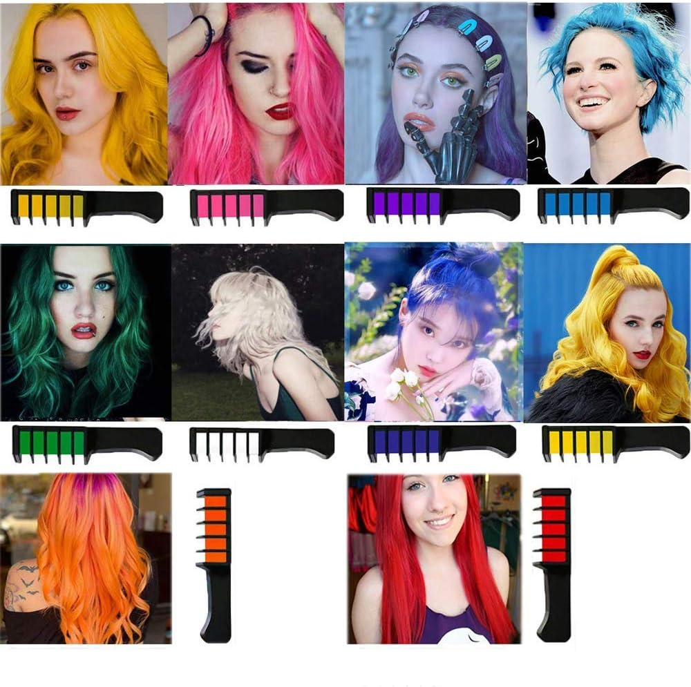 EBANKU Temporary Hair Chalk Comb, 10 Color Washable Hair Chalk Set for Girls Kids Gifts on Cosplay DIY Halloween Christmas Day Birthday Party