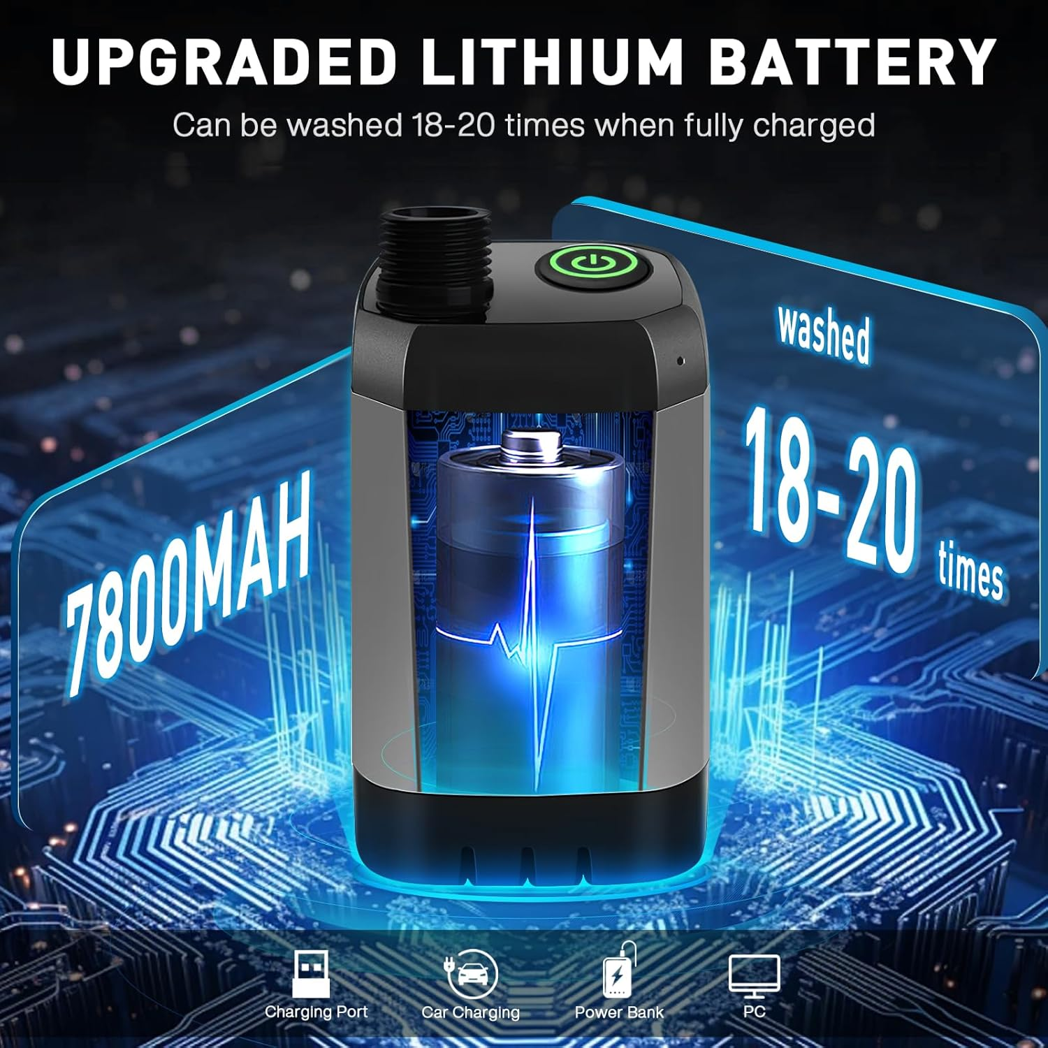 MIAOKE Upgrade Portable Camping Shower, 7800Mah Electric Outdoor Shower, Rechargeable Pump with Intelligent Digital Display, Temperature Display, Shower Head for Camping, Hiking image number 1