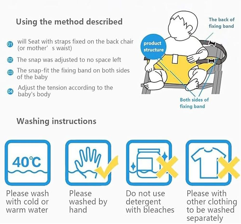 Portable High Chair, Travel High Chair for Toddlers with Adjustable Straps to Fit Most Chair, Portable Dining Seat Strap for Travel Home Restaurant Shopping (Khaki) image number 2