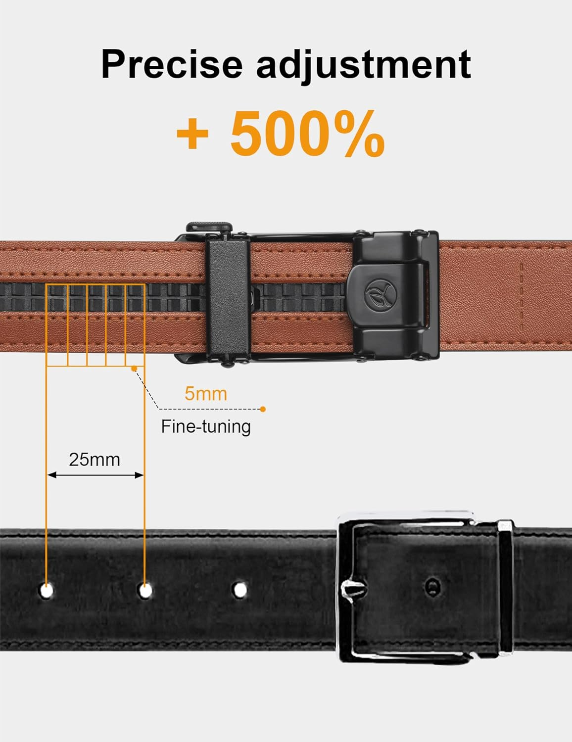 JUKMO Men&rsquo;S 35Mm Leather Ratchet Belt with Original Slide Buckle in Gift Box image number 1