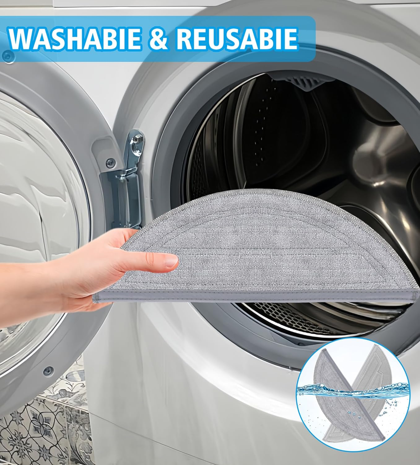 YBVABE Mop Pads Replacement for Roborock S8 Maxv Ultra/ S8 Max Untra Vacuum【Not for S8 Pro Ultra】 16Pack Microfiber Mops Accessories with 8 Dual Oscillating Mop Cloths, 8 Edge Mop Pads image number 5