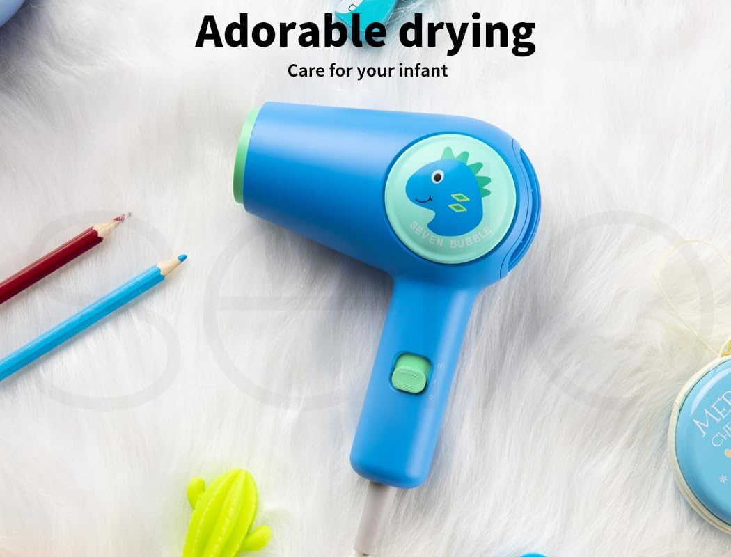 Spector Baby Blow Dryer - Baby Hair Dryer with Gentle Heat Technology for Minimal Noise, Featuring Two Heat Settings - Baby Blow Dryer for Cute Hair Styling, Blue image number 4
