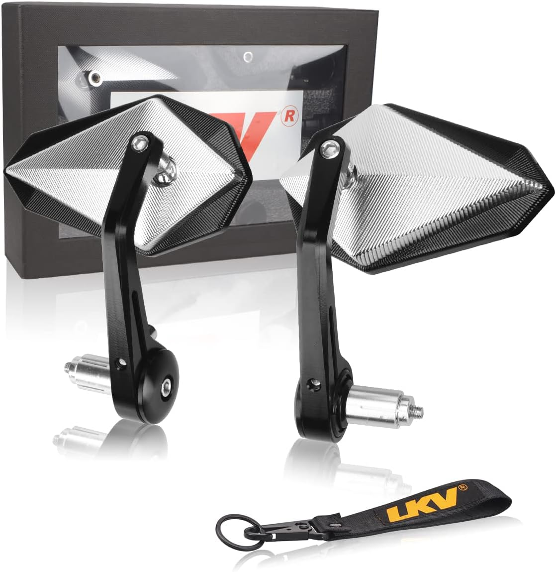 LKV Motorcycle Bar End Mirrors 7/8" 22Mm - Anti-Blue Motorcycle Side Rearview Mirrors 360 Degrees CNC Aluminum Alloy Handlebars Mirror for Kawasaki Yamaha Honda ATV Dirt Bike