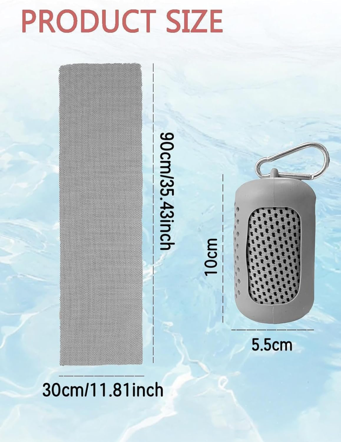 3 Pack Instant Cooling Towels - 90X30Cm Portable Ice Silk Neck Wraps | Reusable Chill Gym & Surf Towel for Hiking, Beach, Gym | Fast Dry Tech (Blue/Charcoal/Light Grey)