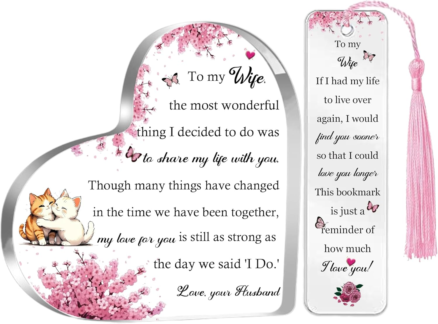 Husband Gifts for My Man Gift Birthday Heart Signs Bookmark 2PC Set Wedding Anniversary Presents Soulmates My Lover Plaques Christmas Valentines Day Keepsake for Him I Love You Romantic Gifts
