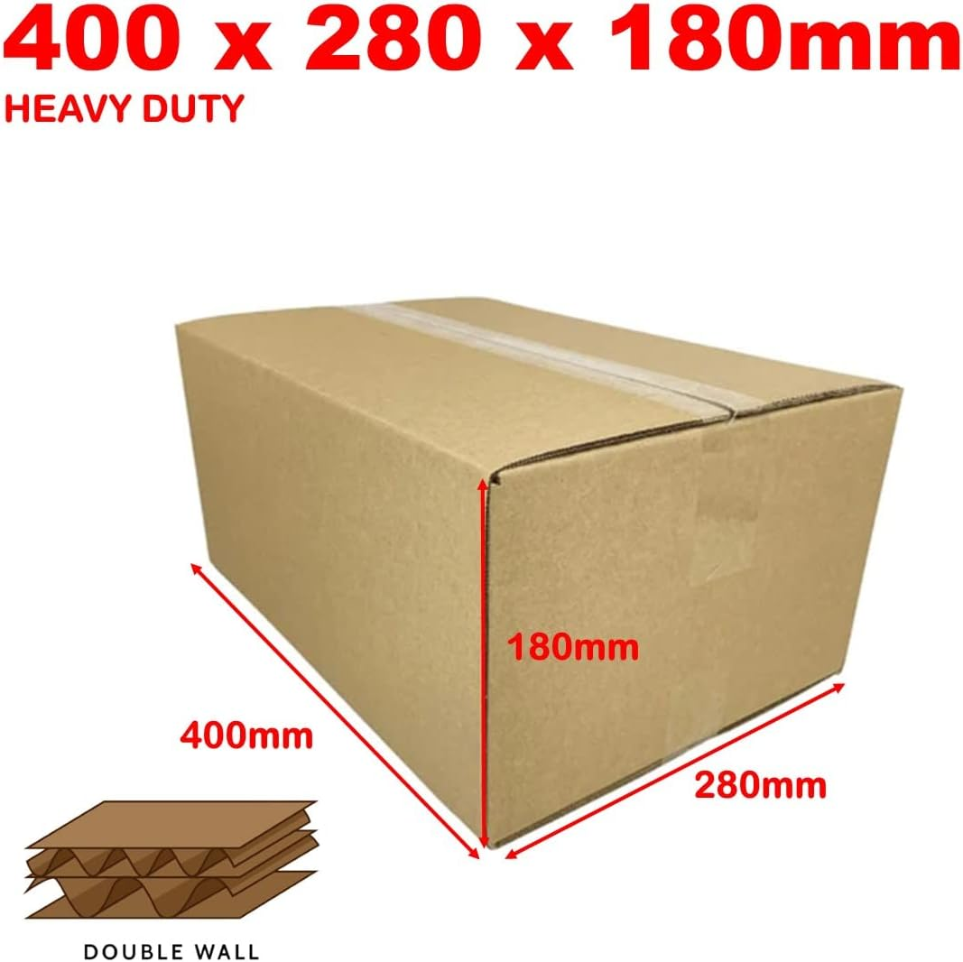 Heavy-Duty Double Wall Mailing Carton Box 400 X 280 X 180Mm Cardboard Shipping Carton (Pack of 5)
