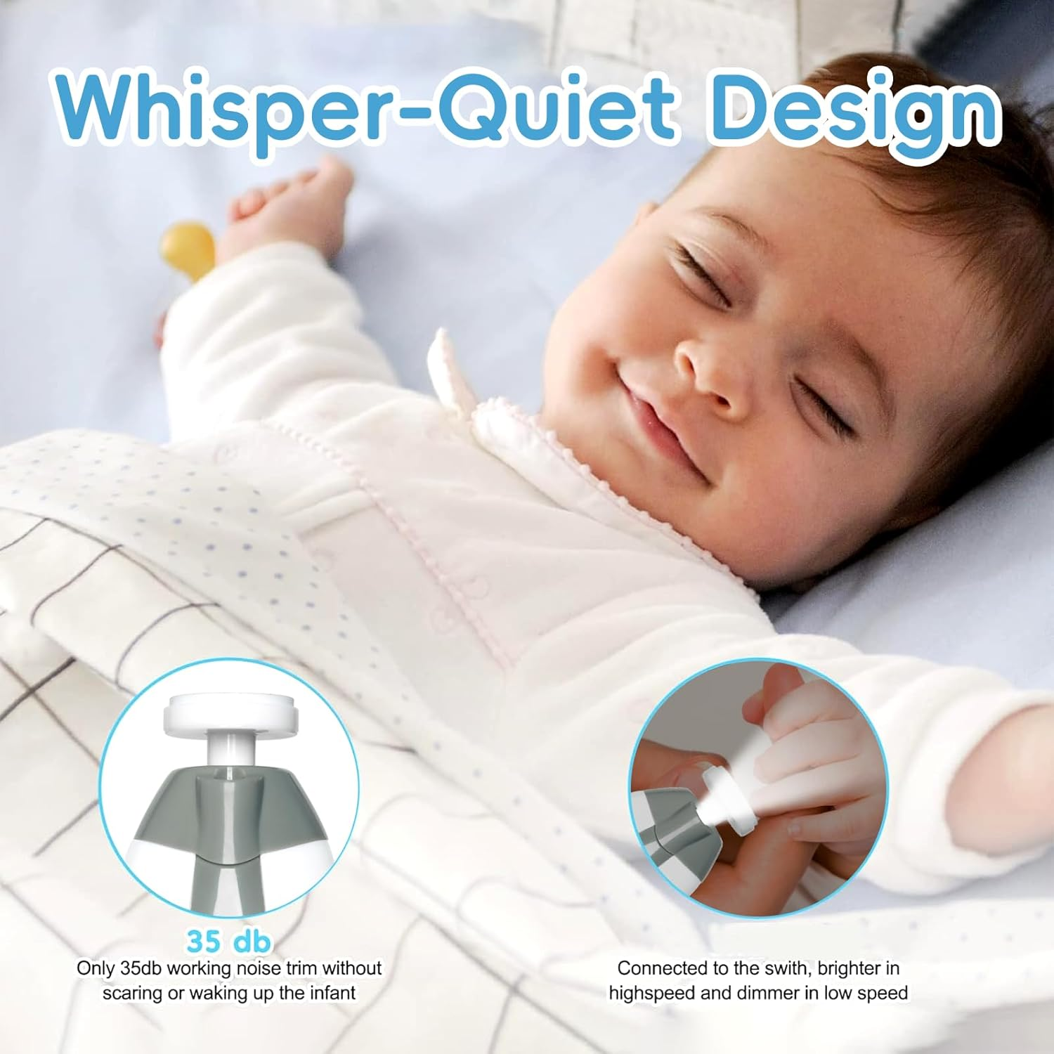 Baby Nail Trimmer Electric, 6 in 1 Baby Nail Clippers, Baby Nail File,Nail File Baby Grooming Kit Manicure Set for Toddler, Newborn or Adults (Grey)