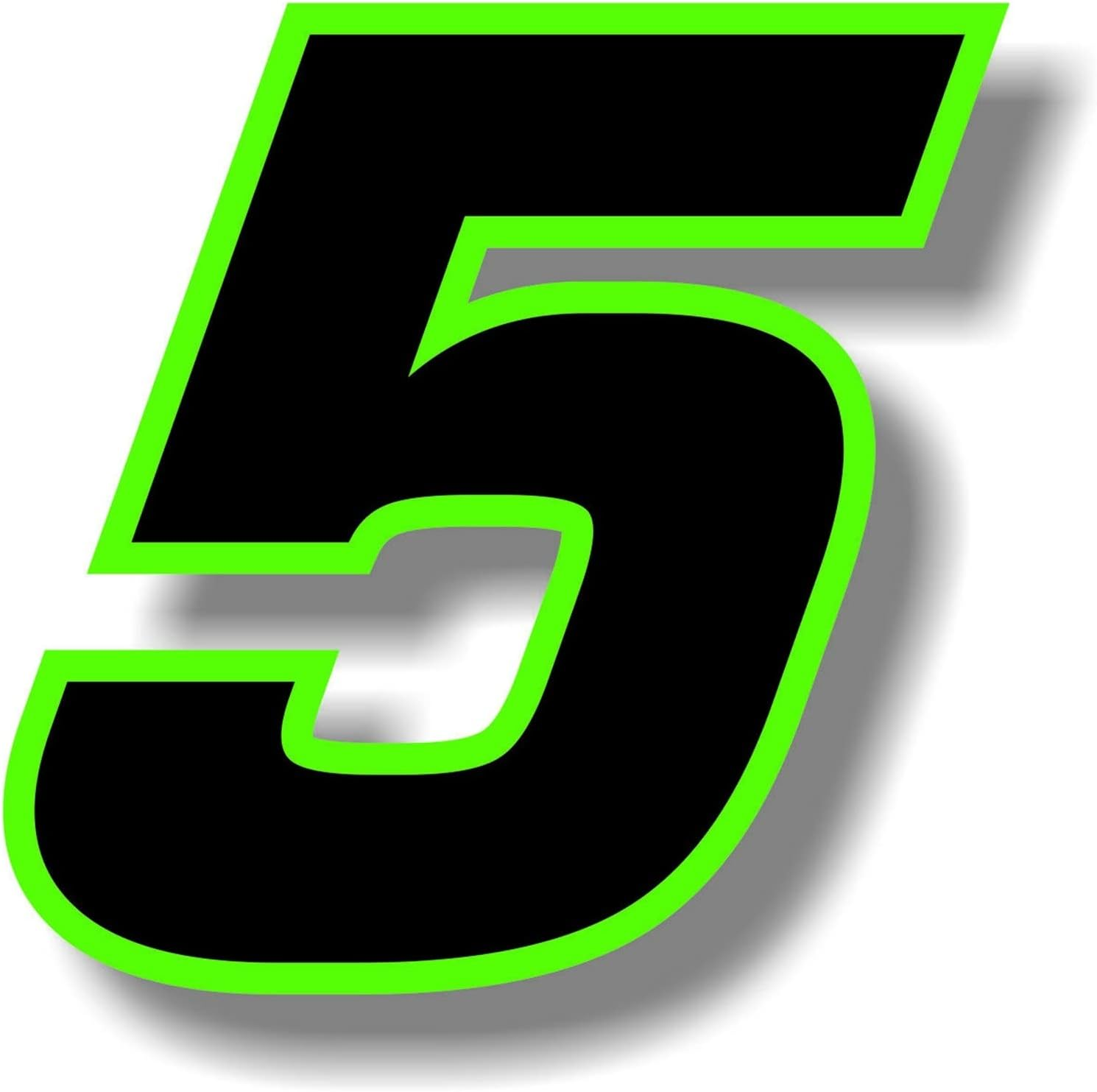 SSFRI 1 Piece Race Exterior Accessories Classic Car Stickers Graphic Black Number with Green Border Number Vinyl Decal (Color : Number 2, Size : 5Cm)