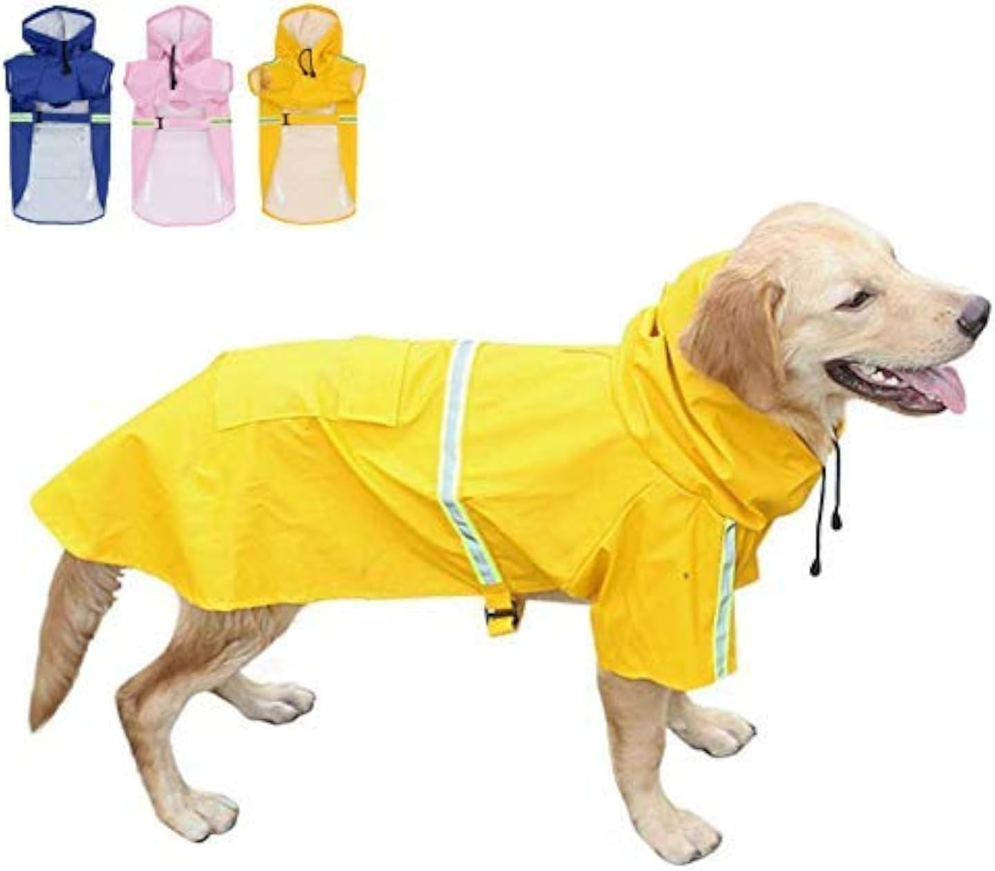 Feimax Dog Raincoats Rain Poncho Coat Waterproof Rain Jacket with Hood for Medium and Large Dogs, Lightweight Hoodies Pet Windproof for Outdoor Walking (S (Chest: 13.3'', Body 9.8''), Yellow) image number 5