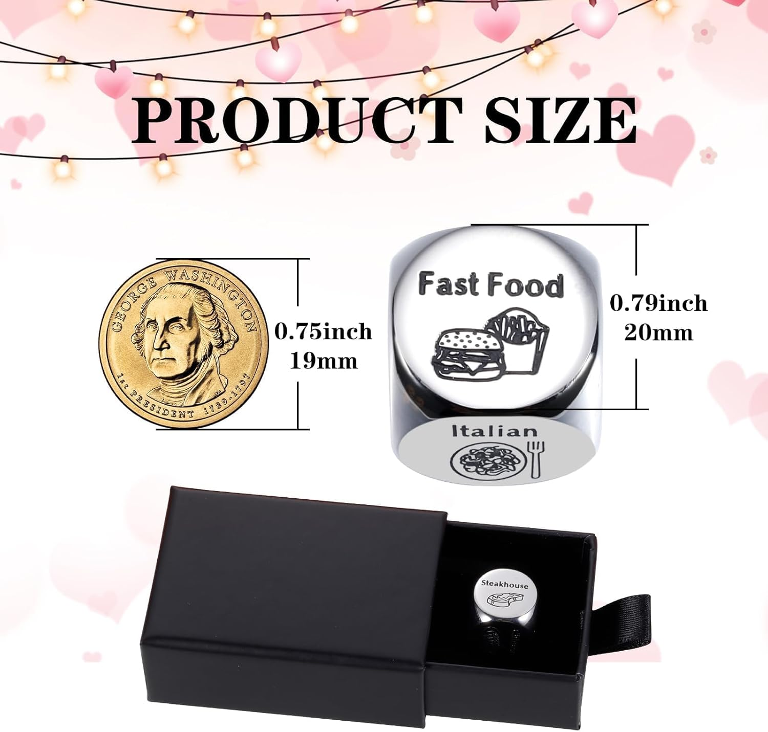 Stocking Stuffers for Women Men Adults, Christmas Gag Gifts for Women Men, Funny White Elephant Gifts Steel Food Decision Dice, Anniversary Valentines Day Gifts for Him Her Couple Girlfriend Boyfriend