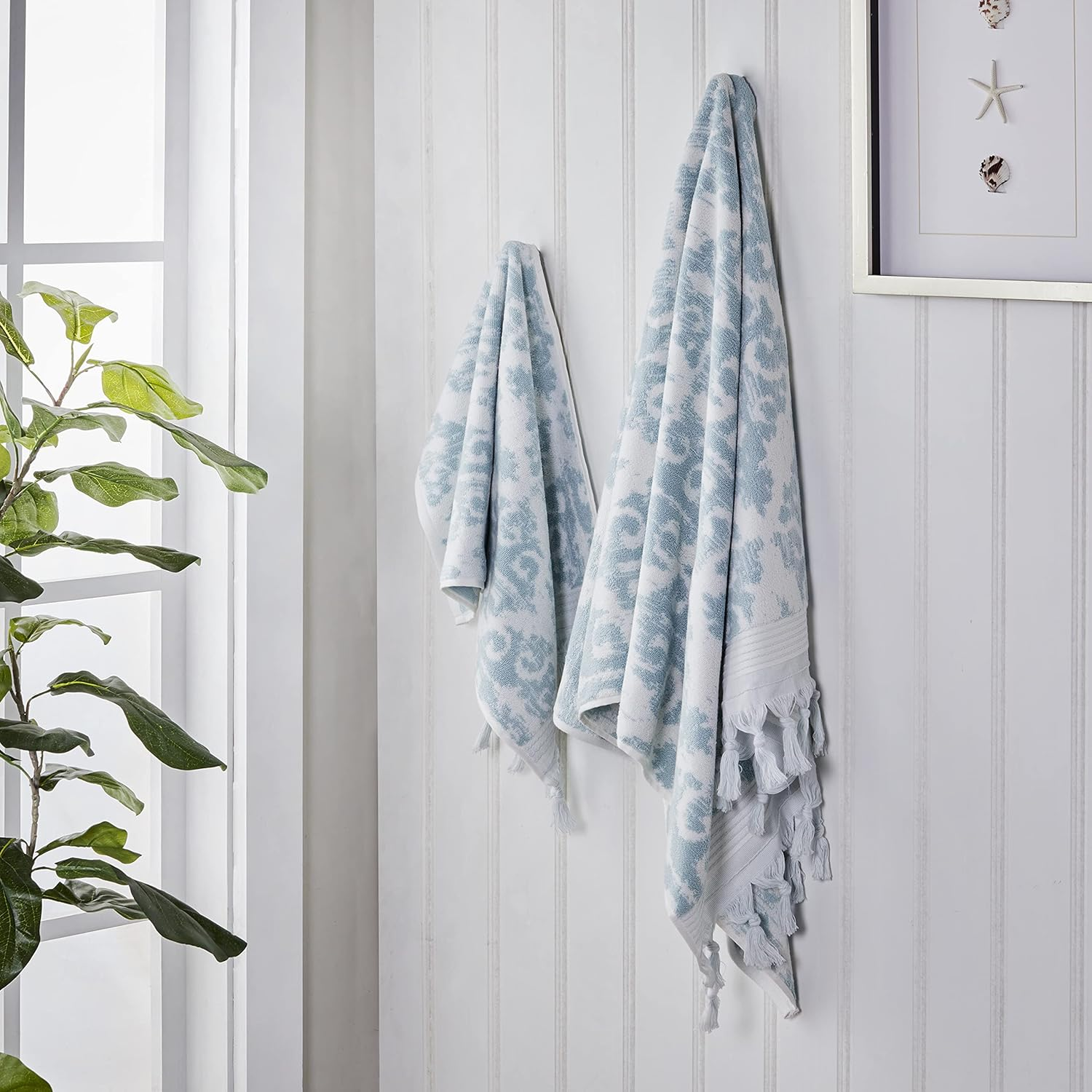 SKL Home by Saturday Knight Ltd. Mirage Fringe 100% Turkish Cotton Hand Towel Set, Aqua image number 1