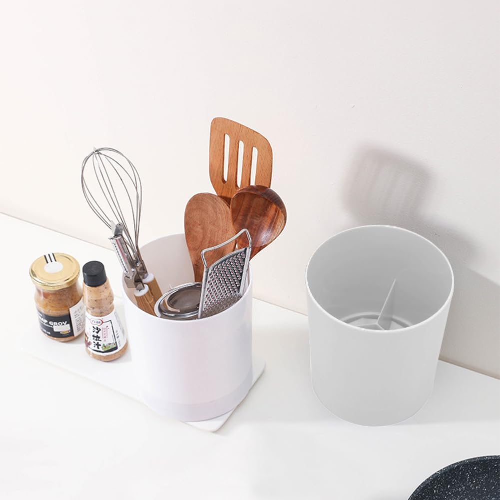 Cutlery Holder, Utensil Holder, 360 Rotating Cutlery Organiser, Utensils, Storage Basket, Cutlery Basket, Cutlery Storage, Kitchen Drip Holder, Dry Stand, Non-Slip PP (White) image number 6