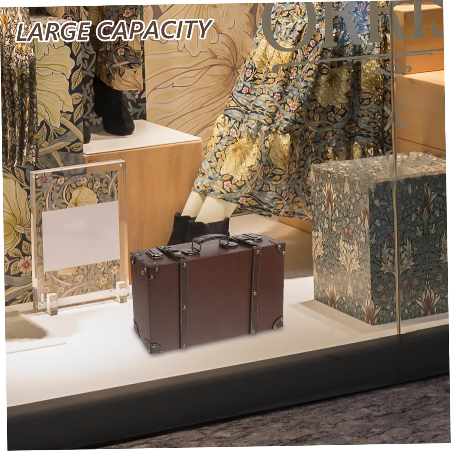 BIUDECO Vintage Style Leather Trunk Retro Luggage Decor Small Brown Suitcase Decorative Storage Box for Home Display Photography Props