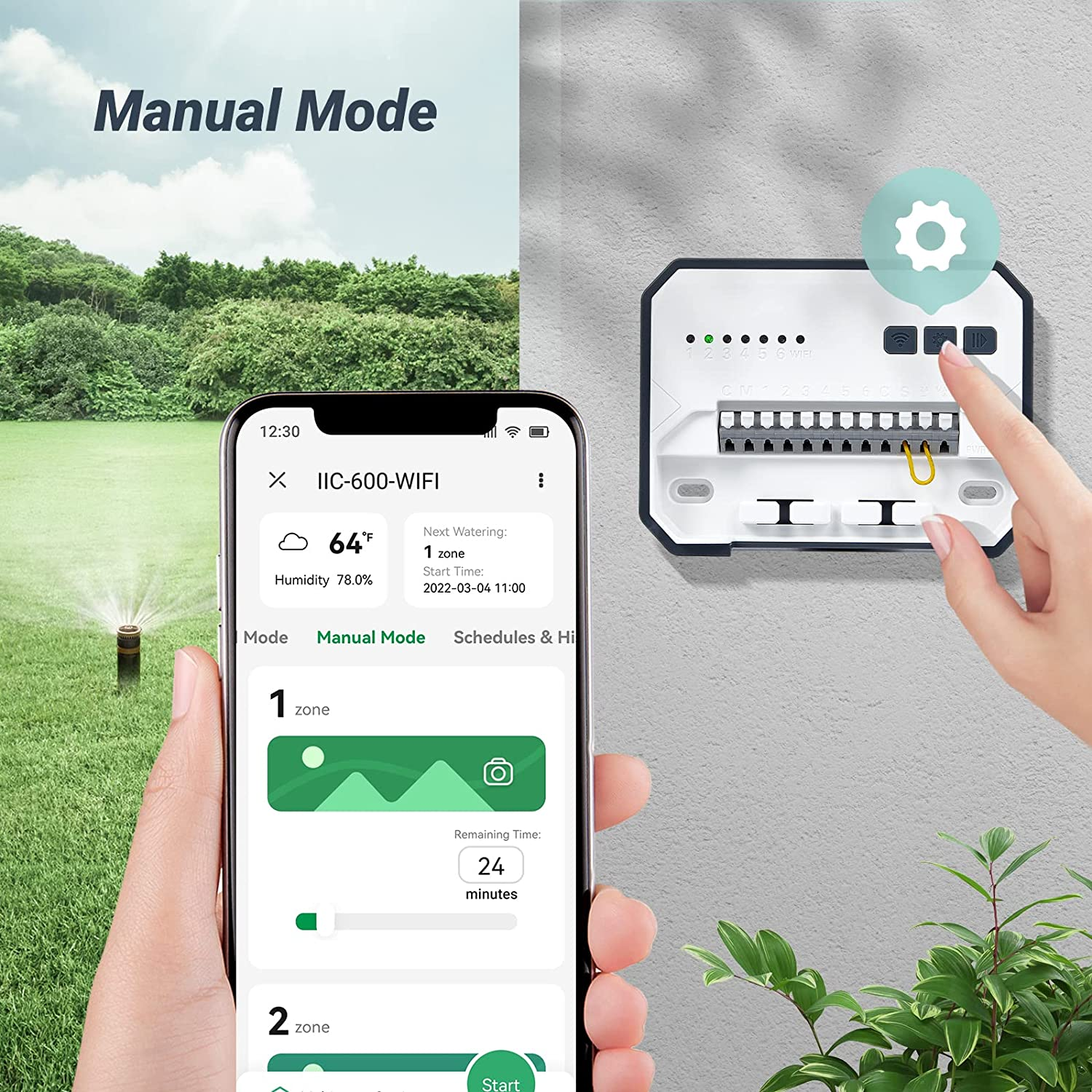 INKBIRD IIC-400-WIFI Smart Indoor Sprinkler Controller, 4 Zones, Wifi Irrigation System Controller, Free APP, Rain Skip, Automatic Watering image number 2