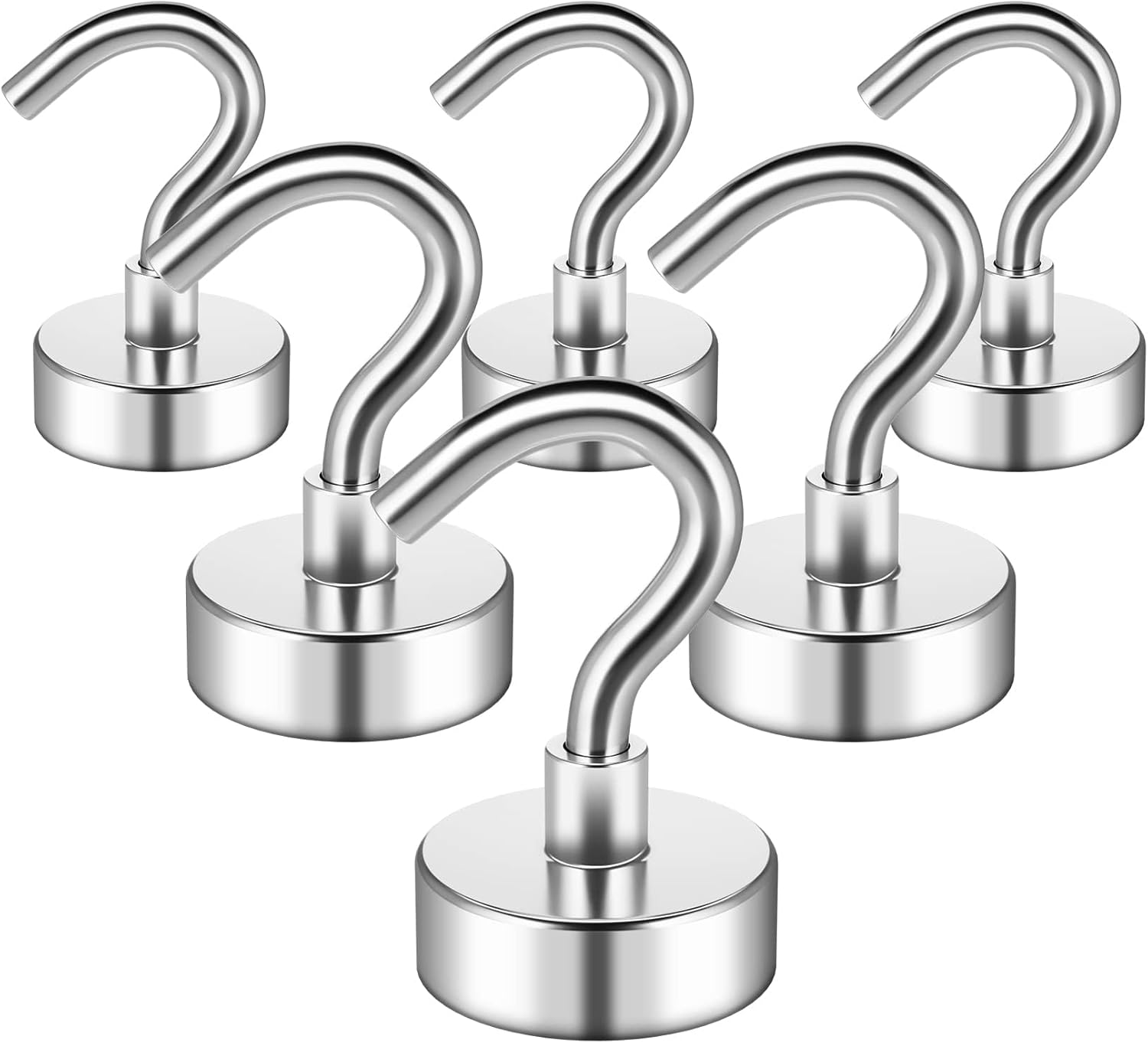 Grtard 6 Pack 25 LBS Magnetic Hooks, Heavy Duty Neodymium Magnet Hooks for Cruise Cabins, Strong Magnetic Hooks for Hanging, Magnets with Hooks for Kitchen, Workplace, Office
