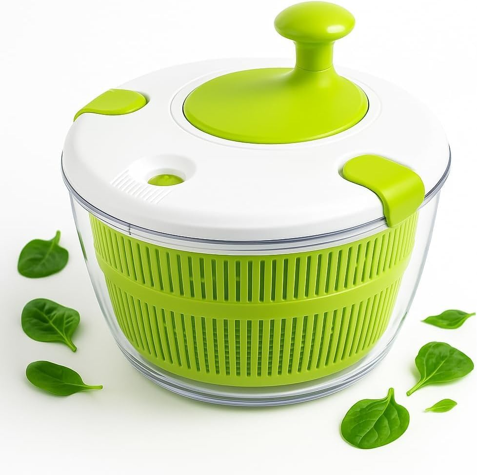 Large 5L Salad Spinner for Lettuce & Greens &ndash; Vegetable Washer & Dryer Easy Spin & Drain with Colander Bowl Fresh Salad Maker & Fruit Cleaner image number 2