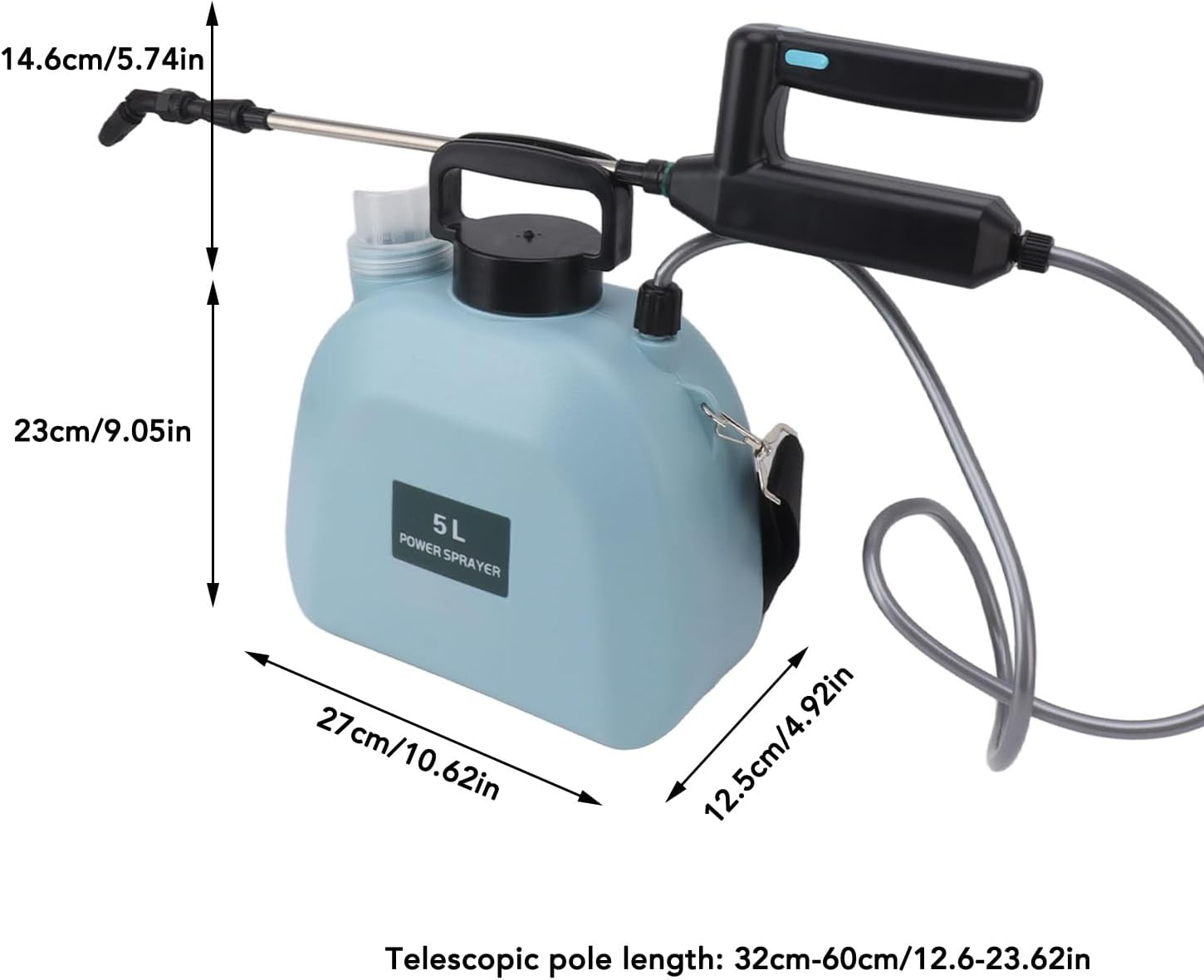 Weed Sprayer, anti Slip Handle Battery Powered Sprayer Automatic Stable Operation Strong Power for Car (5L Blue) image number 5