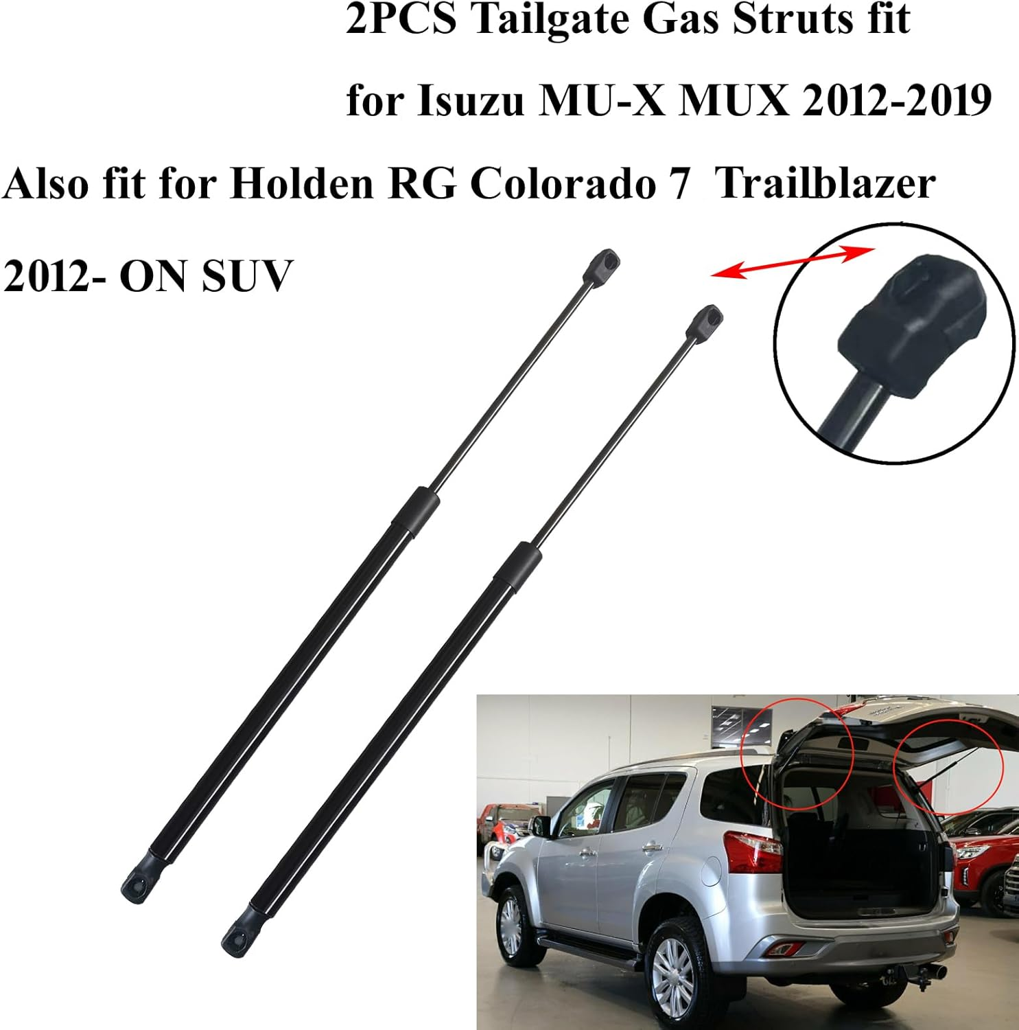 2 Tailgate Boot Gas Struts Fit for Isuzu MU-X MUX LS-T LS-U LS-M 2012 to 2019 Also Fit for Holden Colorado7 Trailblazer 2012-ON RG LT LTZ SUV