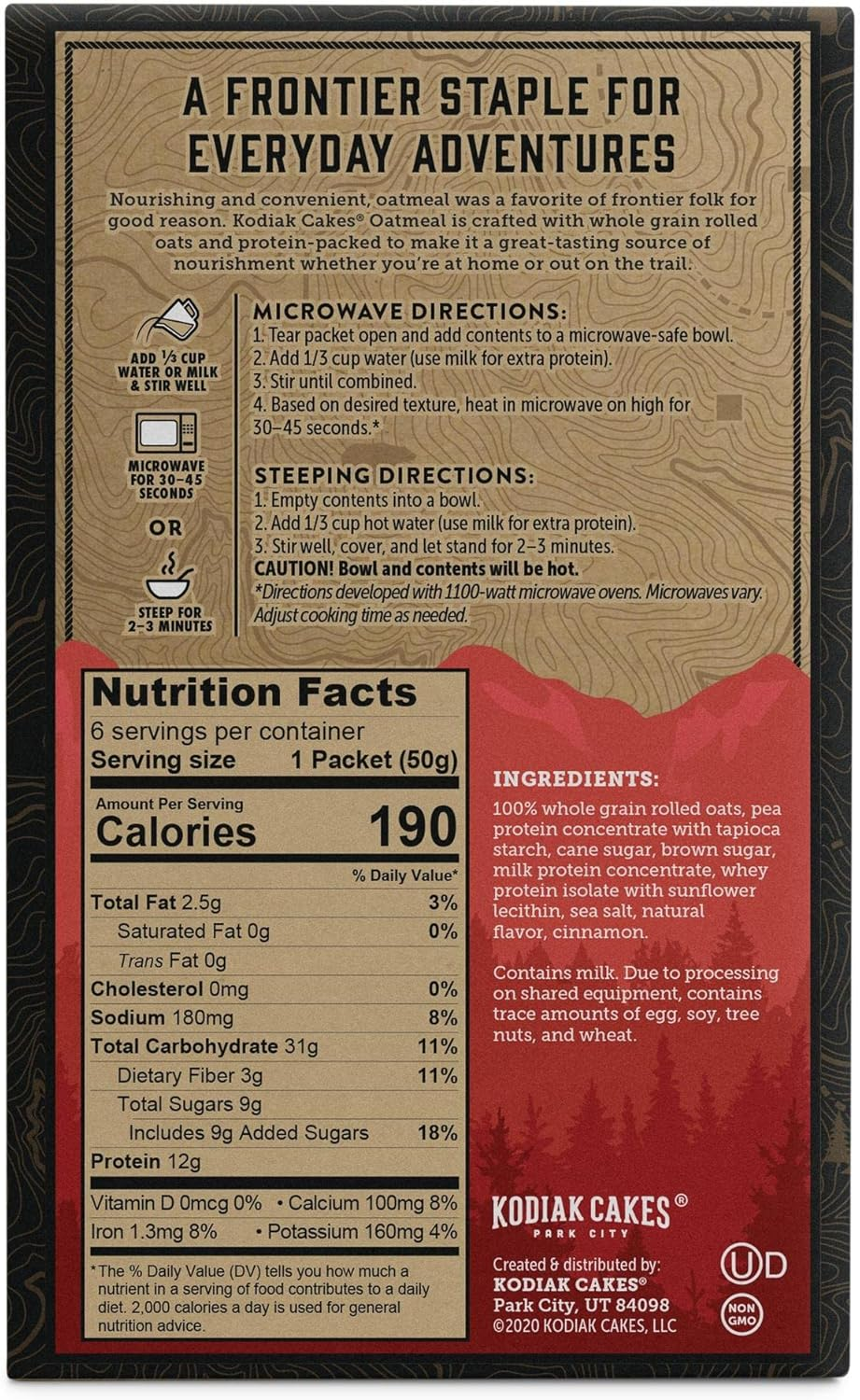 Kodiak Instant Oatmeal Packets, Cinnamon, High Protein, 100% Whole Grains, 1 Box with 6 Packets (6 Packets) image number 4