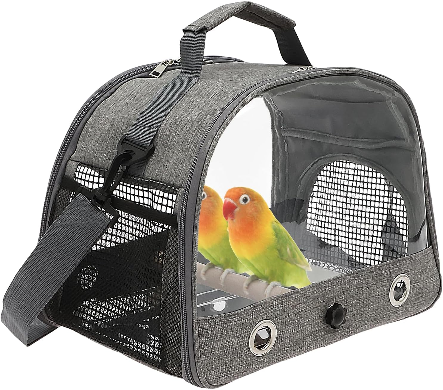 Bird Travel Carrier, Portable Small Bird Travel Bag, Breathable Parrot Cage with Perch Clear Window for Parrot, Small Pet image number 3