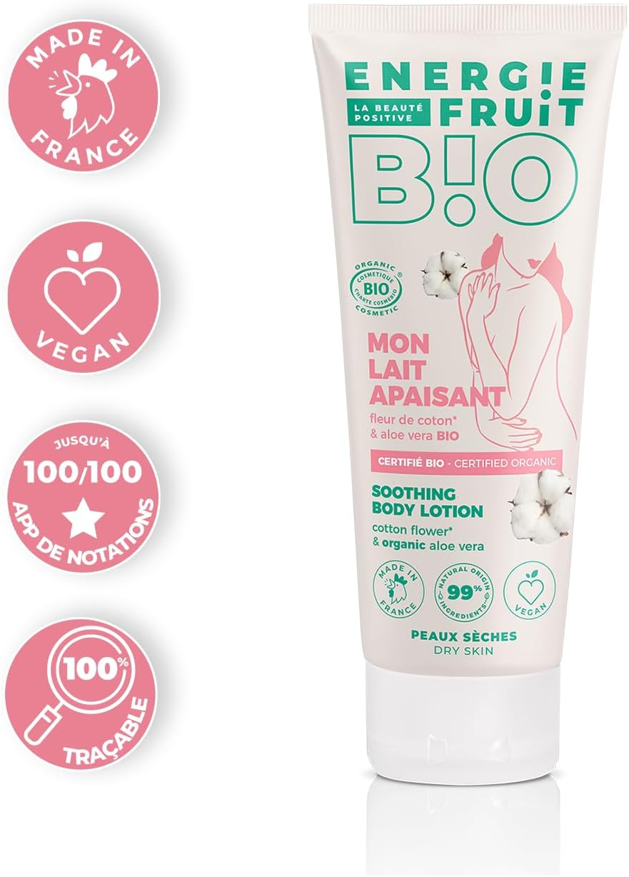 ENERGIE FRUIT Soothing Body Milk Organic Certified by Ecocert Cotton Flower & Aloe Vera Vegan 200 Ml image number 6