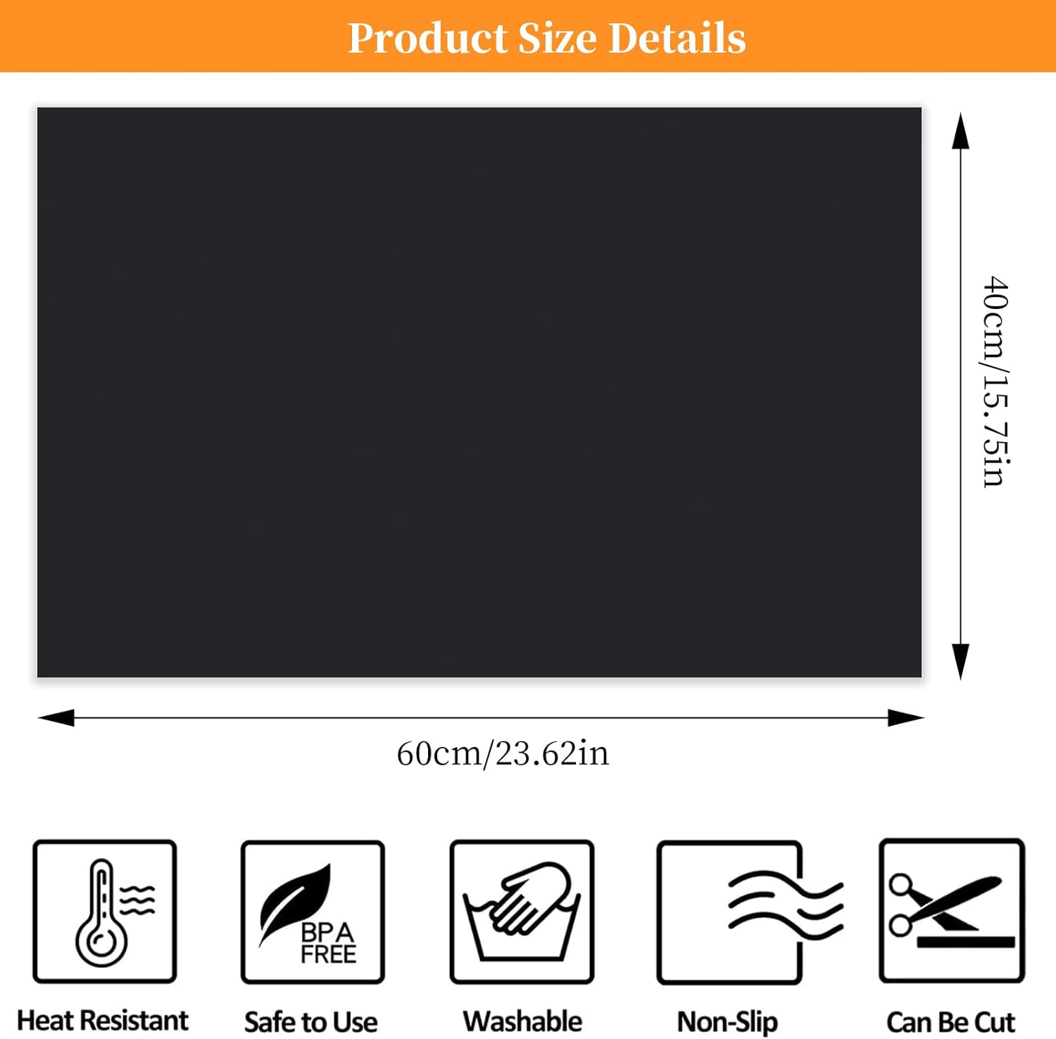 40X60Cm Silicone Mats for Kitchen Counter, Painting Countertop Protector Mat, Waterproof Heat-Resistant Non-Sliptable Protector Mat, Pastry Rolling Dough Pad, Dinner Placemat, Black+White (2 PCS) image number 3