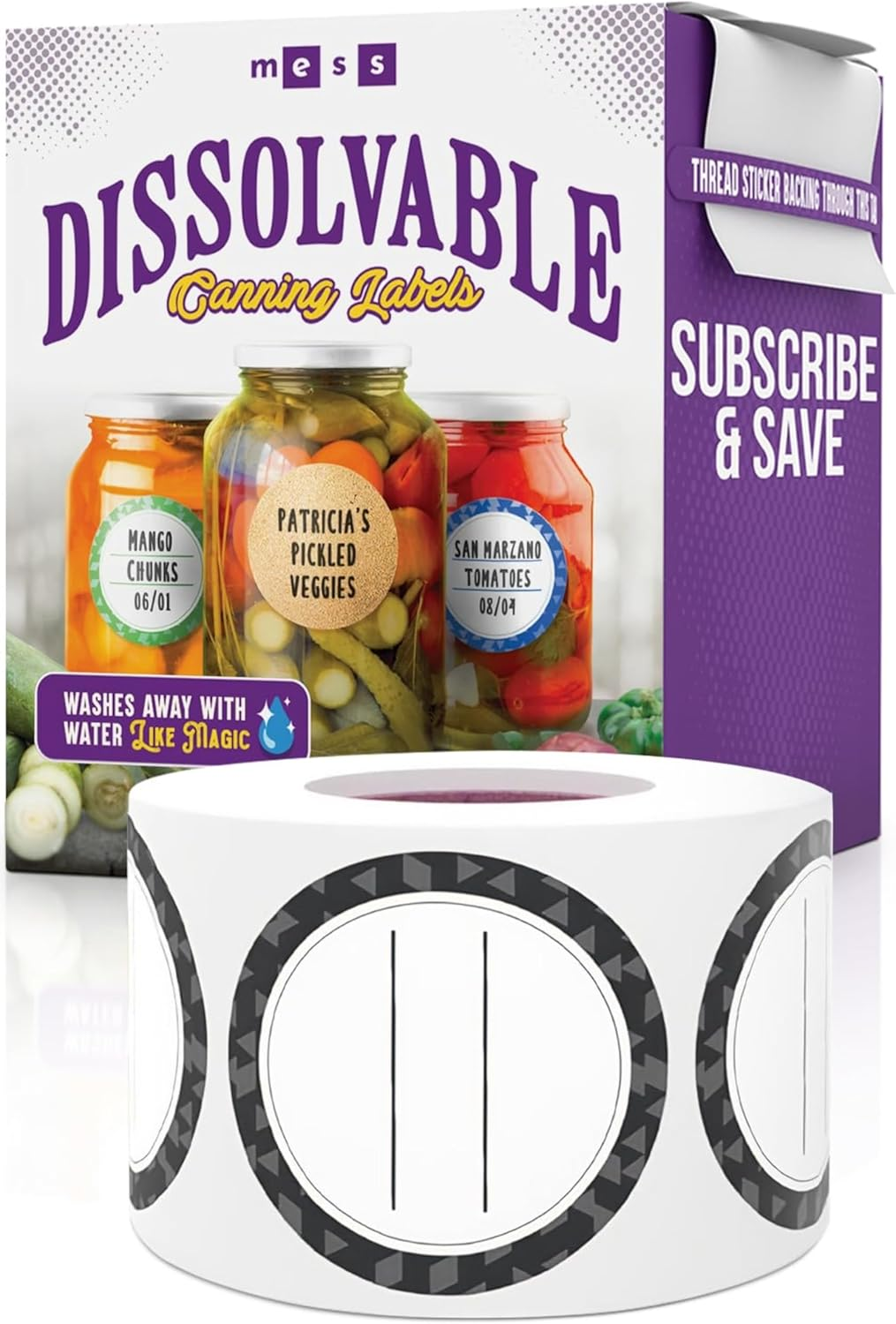Canning Labels Dissolvable Stickers for Mason Jars and More (2" round 200/Roll) Canning Supplies Washes off in Seconds like Magic - Jar Labels Homemade Jam, Jelly, and More (Eggplant)