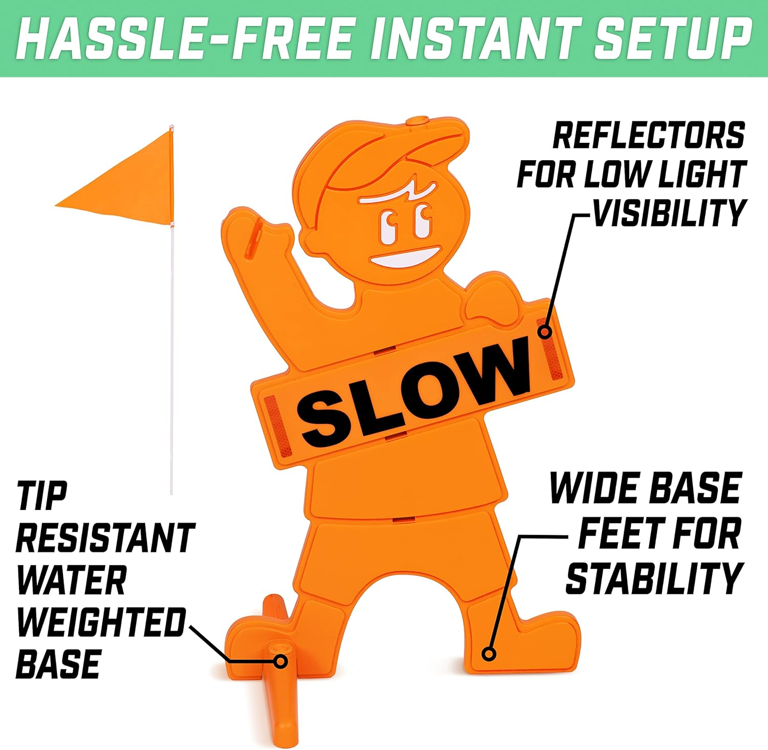 Gosports SLOWDOWNMAN-02 Slowdownman Street Safety Sign, Orange