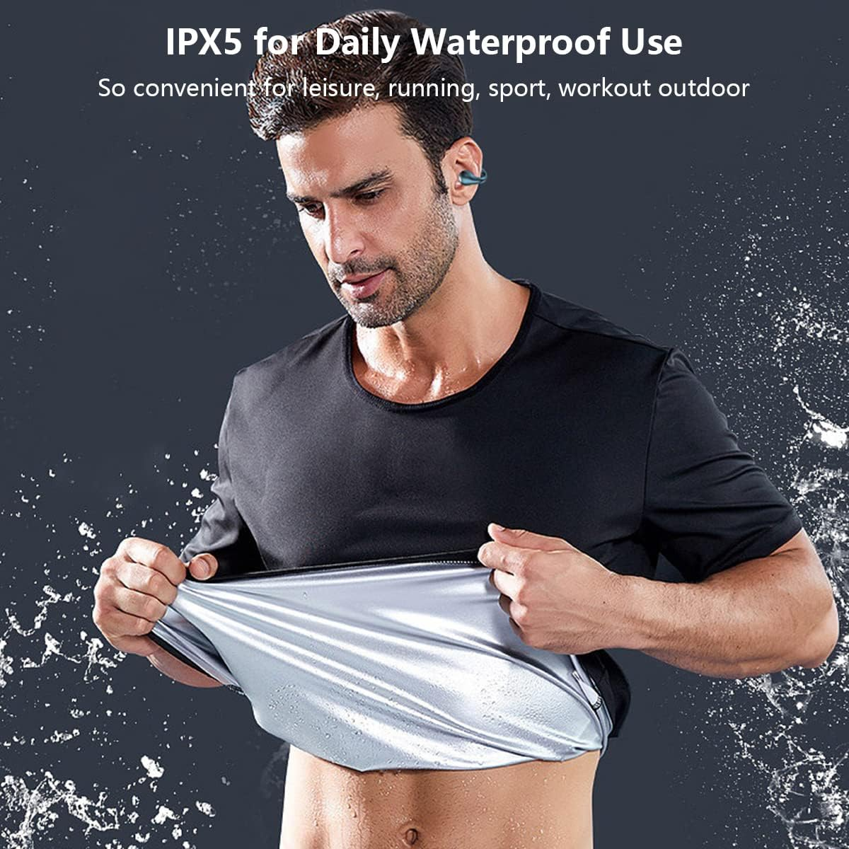 Wireless Ear Clip Bone Conduction Earbuds Open Ear Headphones Bluetooth 5.3, Mini Clip on Sport Earphone Painless Wireless Bluetooth Headset for Running Driving Workout, LED Battery Display Black image number 4