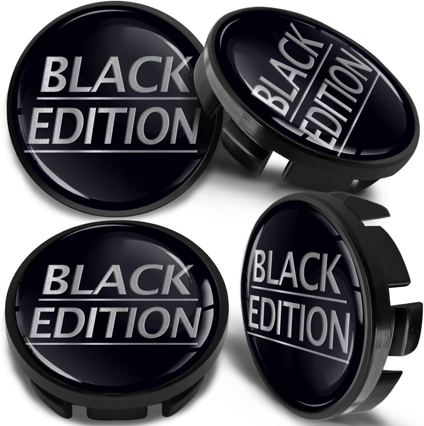 Compatible with VW 65 Mm Wheel Hub Cover for Alloy Wheels Wheel Centre Cap Hub Caps Black Edition Silver Logo CV 60 image number 1