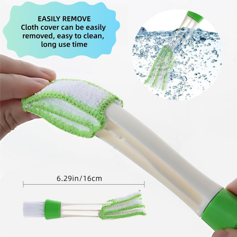 DACUAN 4Pcs Window Venetian Blind Cleaner Duster Tool,Washable 7 Fingers Dusting Cleaner and Air Vent Cleaner,Shutter Cleaner Brush,Blinds Air Conditioner Keyboard Fan Duster (Orange,Blue) image number 3