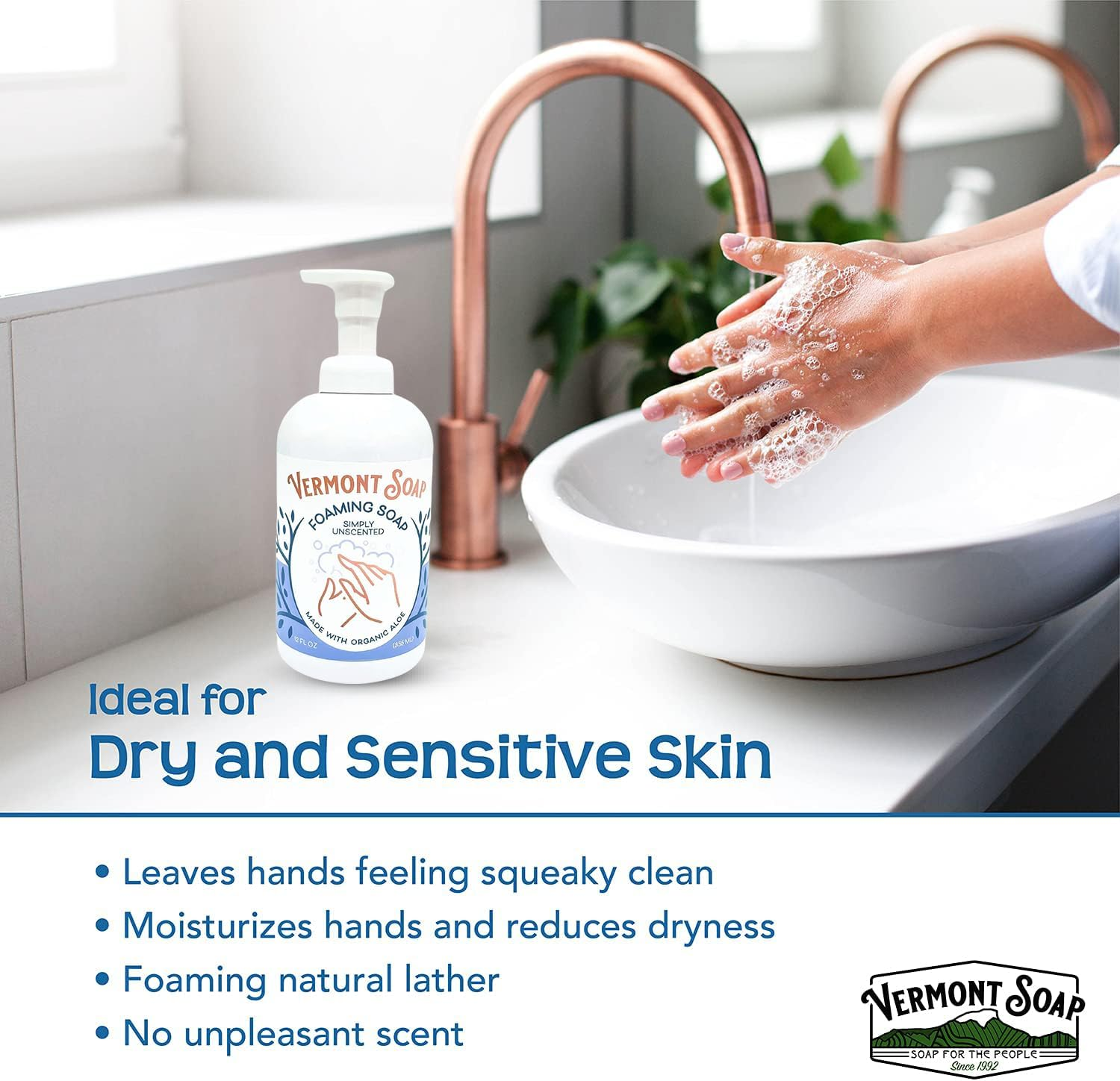 Vermont Soap USDA Certified Organic Simply Unscented Foaming Hand Soap 12 Oz image number 3