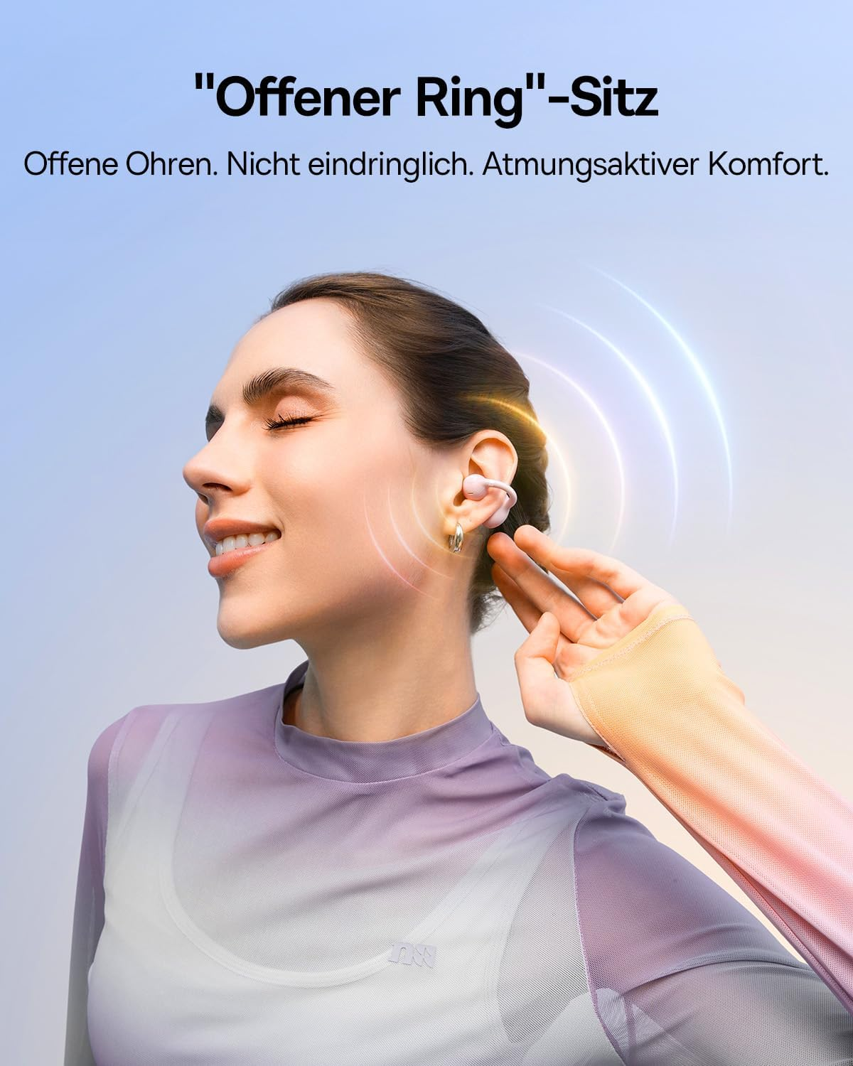 Baseus BC1 Open Ear Headphones, Ear Clip with Impressive Sound, Adaptive Bass Enhancement, Bluetooth 6.0, Noise Cancelling for Calls, IP55, 38H Battery, Lightweight Buds - Pink image number 5