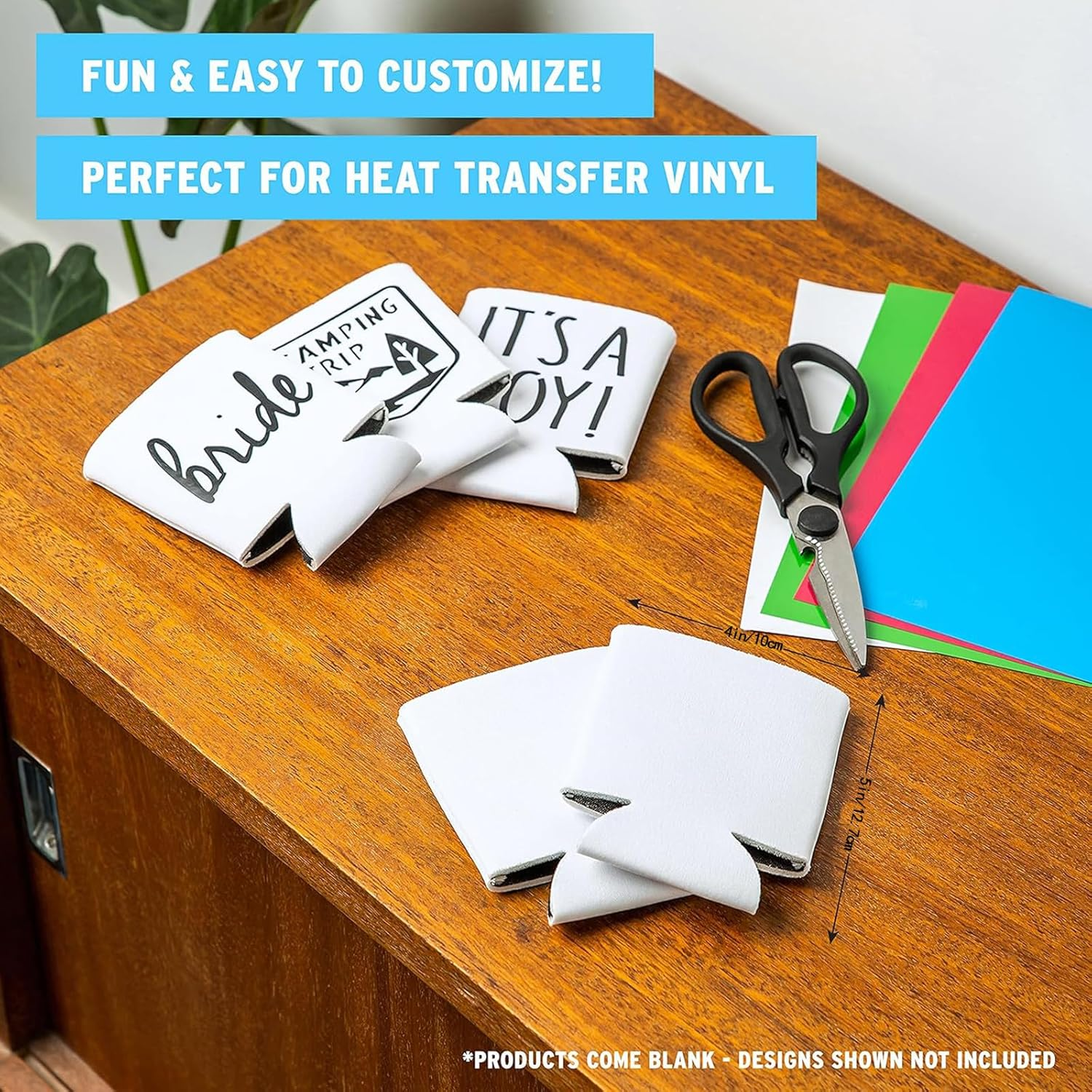 PARTY BESTBUY Blank Beer Can Cooler Sleeves 20PCS, Soft Insulated Reusable Beer Cooler Sleeves, Sublimation Blanks for Vinyl Plain Collapsible Foam Can Sleeves Coolers for Soda Cans and Bottles(White) image number 6