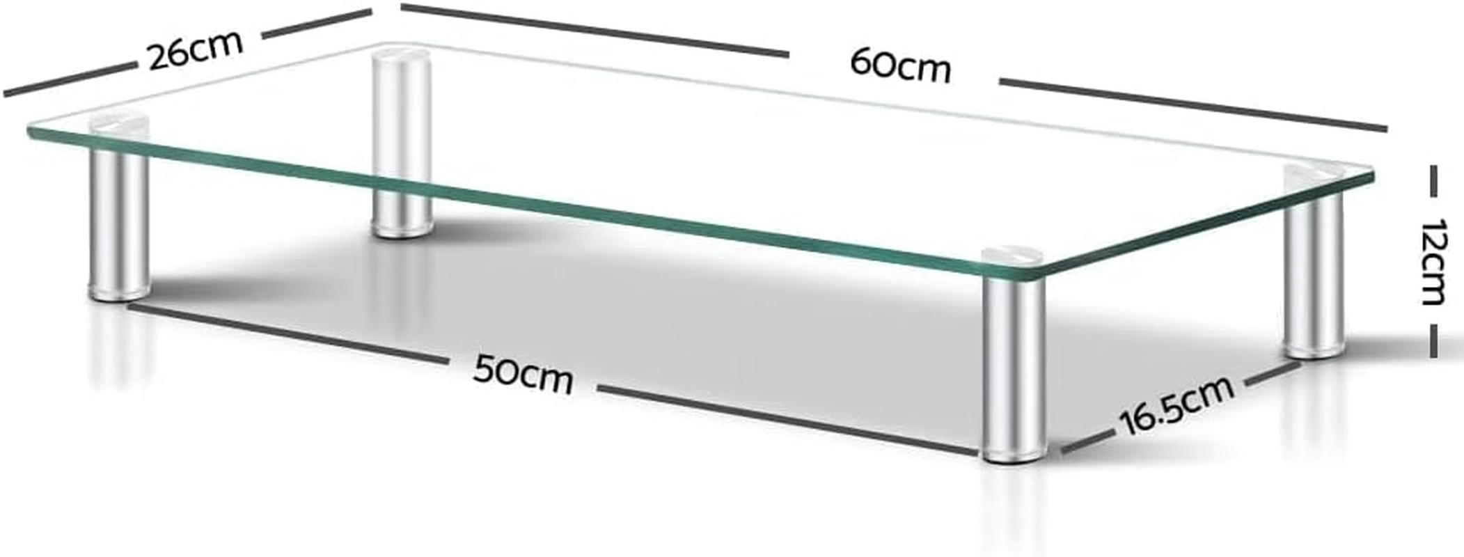 Artiss Glass Monitor Stand, Table Top Laptop Computer Mobile Universal Silver image number 2