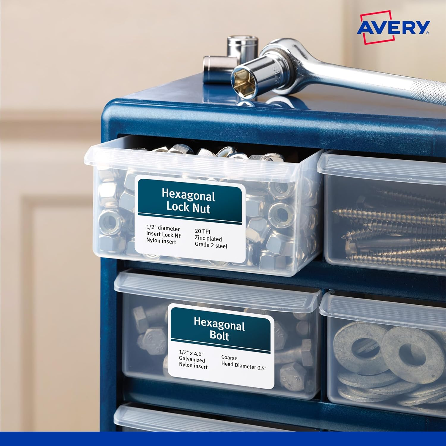 Avery Australia Heavy Duty Waterproof Labels &ndash; Fridge, Freezer & School Safe Stickers - 50 Self-Adhesive Stickers for Laser Printers, White, 199.6 X 143.5 Mm, 25 Sheets &ndash; 959068/ L7068