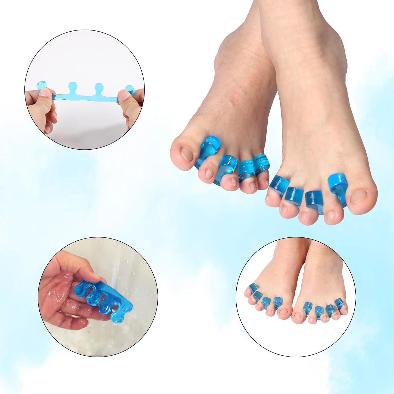 6 Pcs Gel Toe Separators for Correct Bunion, Bunion Corrector for Women Men Toe Spacers Hammer Toe Straightener Big Toe Stretcher image number 6