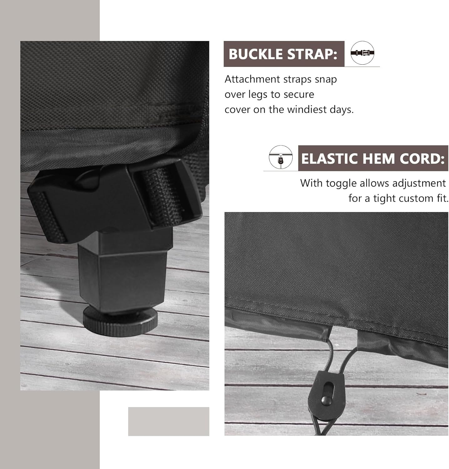 ULTCOVER round Patio Furniture Cover - Outdoor Waterproof Table with Chair Set Cover 76 Inch, Black