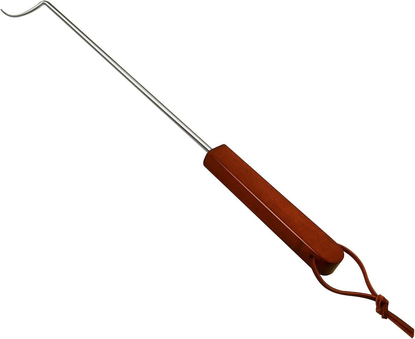 PEPKICN 46Cm Pigtail Food Flipper - Stainless Steel BBQ Meat Turner Hook with Wooden Handle for Grilling & Smoking image number 2