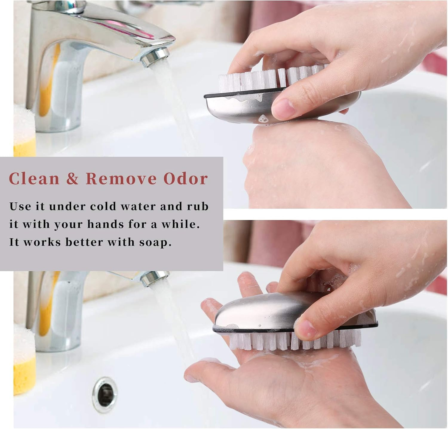 2 PCS Hand Scrub Cleaning Brush Stainless Steel Hand Finger Toes Scrubbing Brush, Pedicure Nail Scrubber (White, One Size) image number 3