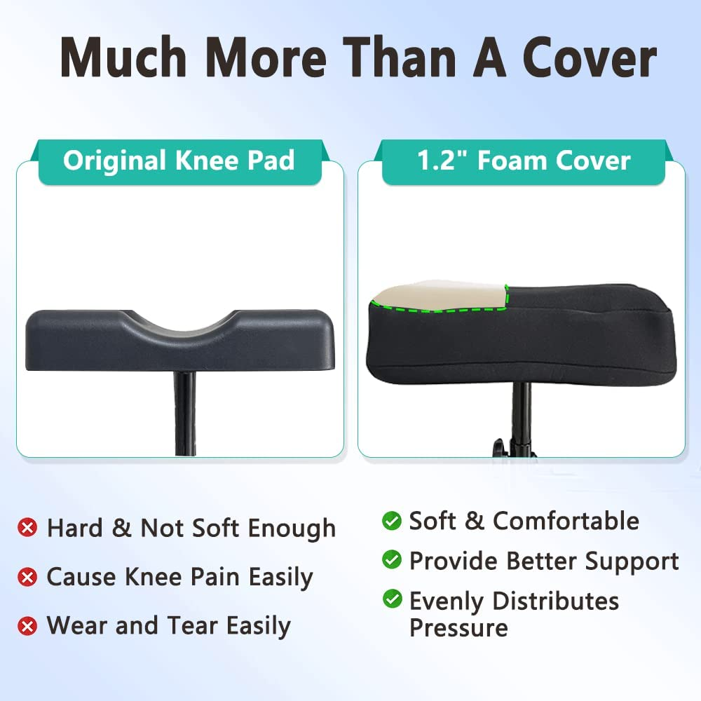 Knee Scooter Pad for Comfort Knee Walker Pad Cover Cushion Scooter for Broken Foot Leg Injury Knee Cushion Roller Scooter Padding Medical Foam Cushion Seat Cover (Black)