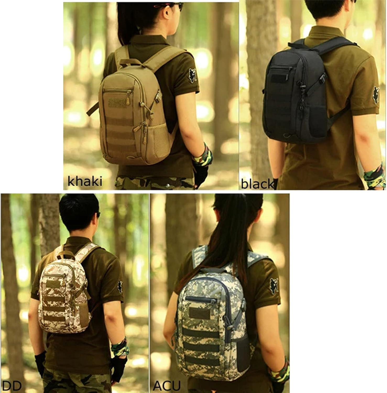 Military Tactical Daypack Molle Rucksack Student School Rucksack Men,15L Waterproof Small Backpack Sport Travel Backpacks Camping Fishing Hunting Bags,Khaki image number 1