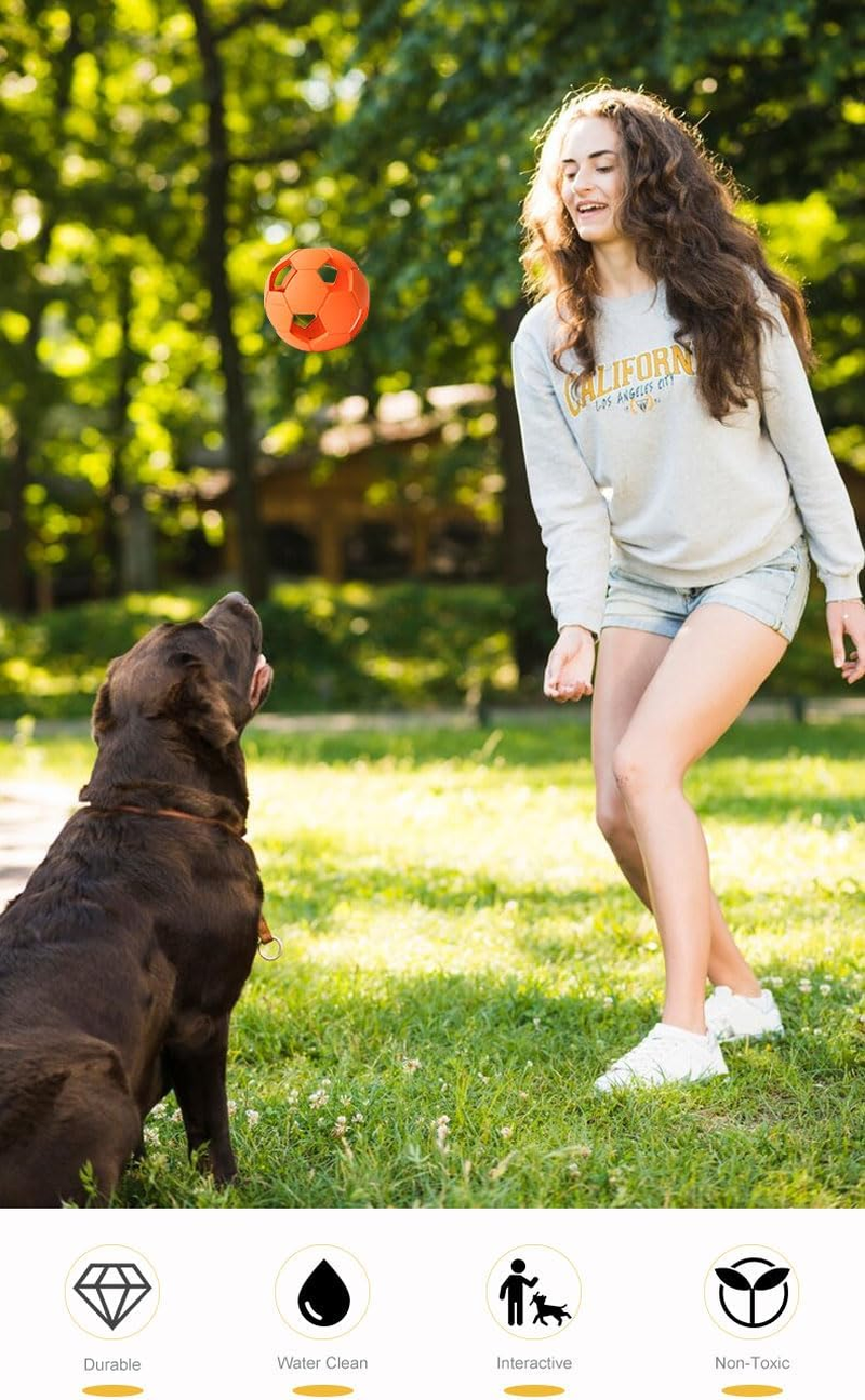 Interactive Dog Soccer Ball Toy, Natural Rubber, Non Toxic & Eco Friendly, High Bounce Ball for Fetch and Play, Dishwasher Safe (Green, Medium)