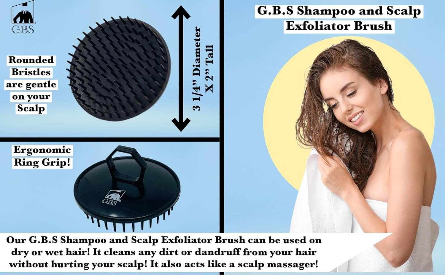 G.B.S Wave Detangling Brush Set for Curly Hair, Thick, Straight & Natural Hair - Gentle Detangler Hair Brush for Women, Kids & Toddlers with Flexible Bristles -Hairbrush for Wet & Dry Detangle image number 2